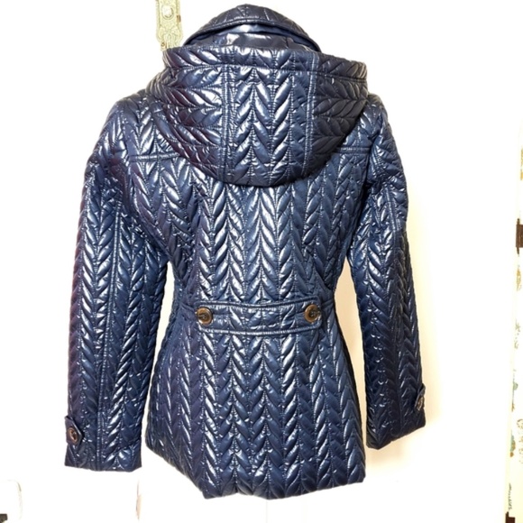 Kate Spade chevron quilted Jacket Coat Navy size S - Picture 5 of 6